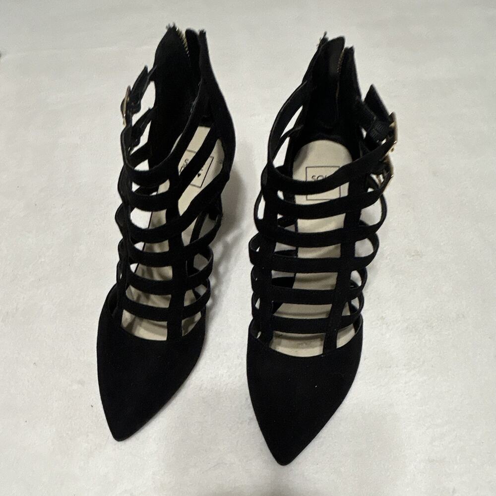 Sole Diva Black Caged Stiletto Heels - Size 10 EEE Extra Extra Wide Fit